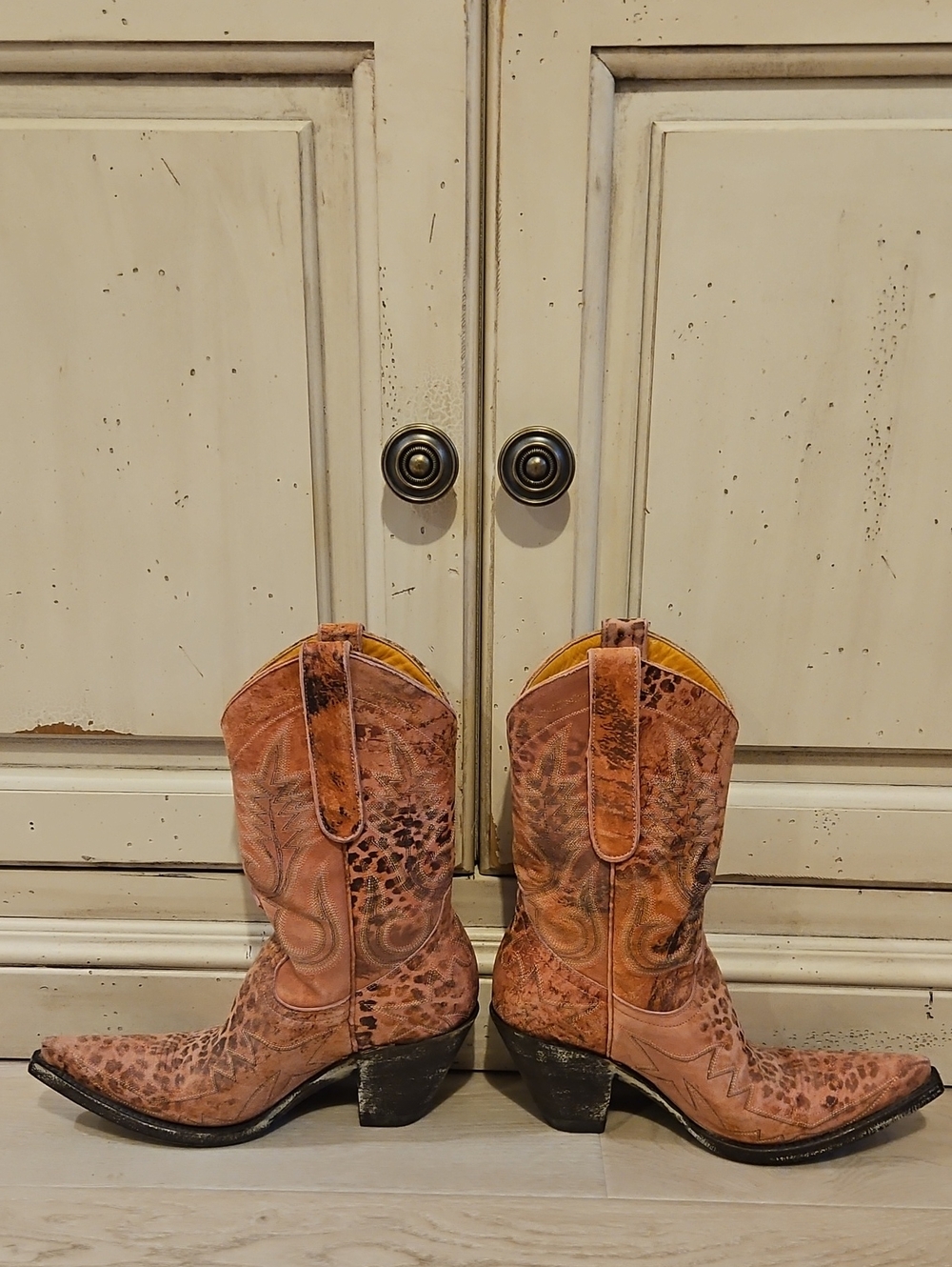 Rare Old Gringo Nevada Pink Leopardito Distressed Leather Cowgirl Boots Size 5.5 - Picture 15 of 16